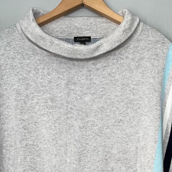 Talbots Size M L Gray Sabrina Slouchy Poncho Sweater Preppy Coastal Casual - Picture 2 of 9